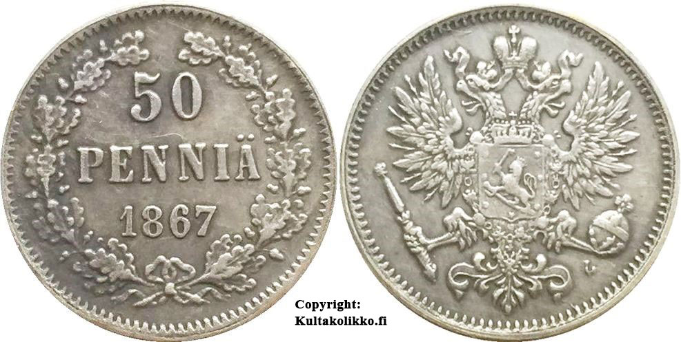 50 penniä 1867 väärennös