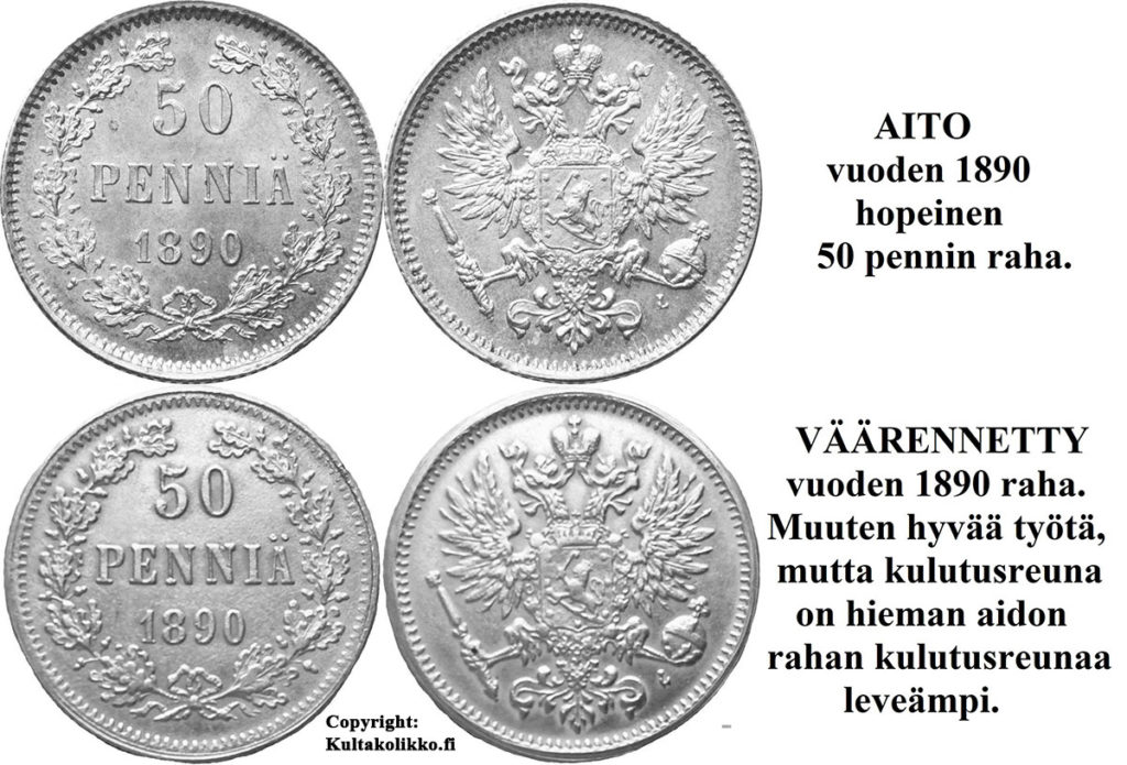 50 penniä 1890 väärennös