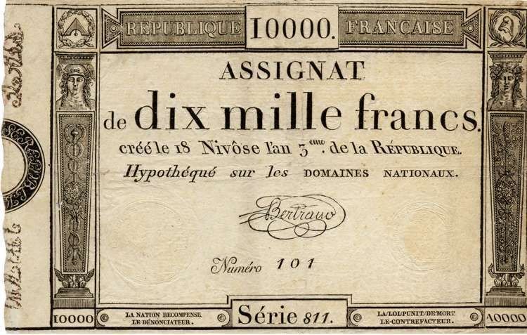 10 000 frangin domaines nationaux -assignaattiseteli 1975