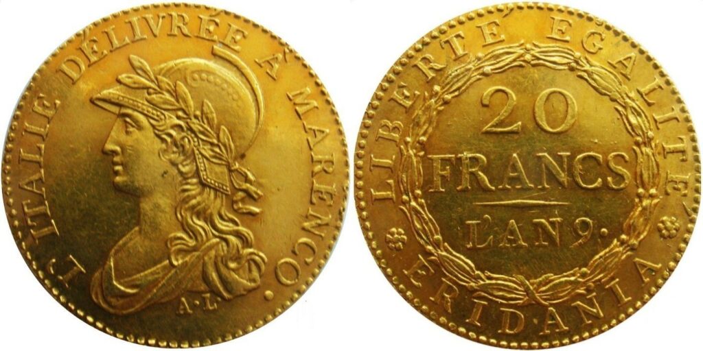 Ala-alppien tasavalta, 20 frangia l’an 9 (1800)
